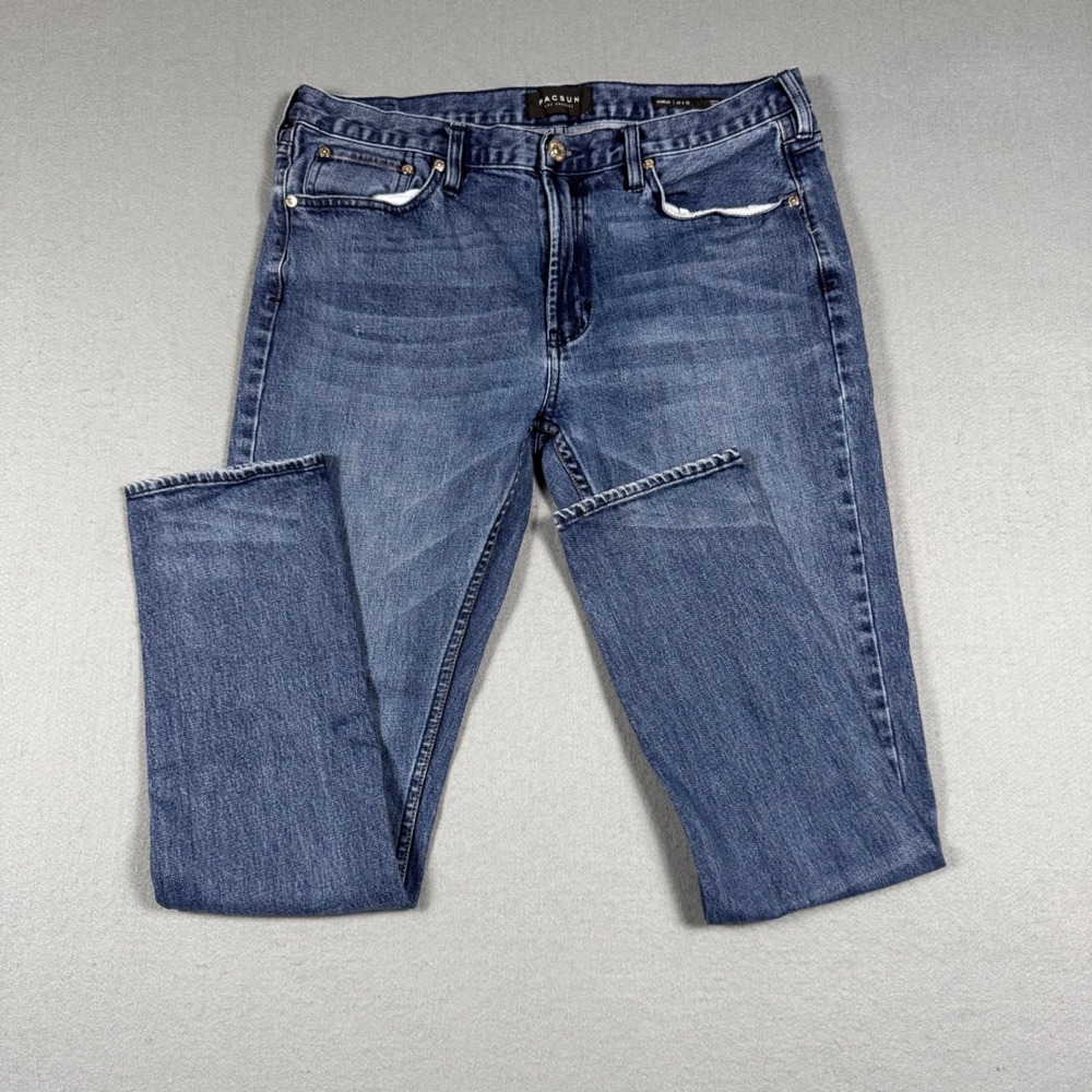 PacSun Mens Skinny Jeans 34x32 Medium‎ Wash Blue Denim Casual Pants